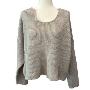 Shein Curve 3XL Light Gray Knit Sweater With Raw Edges